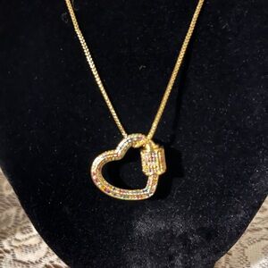 Colorful Heart Lock Pendant Necklace